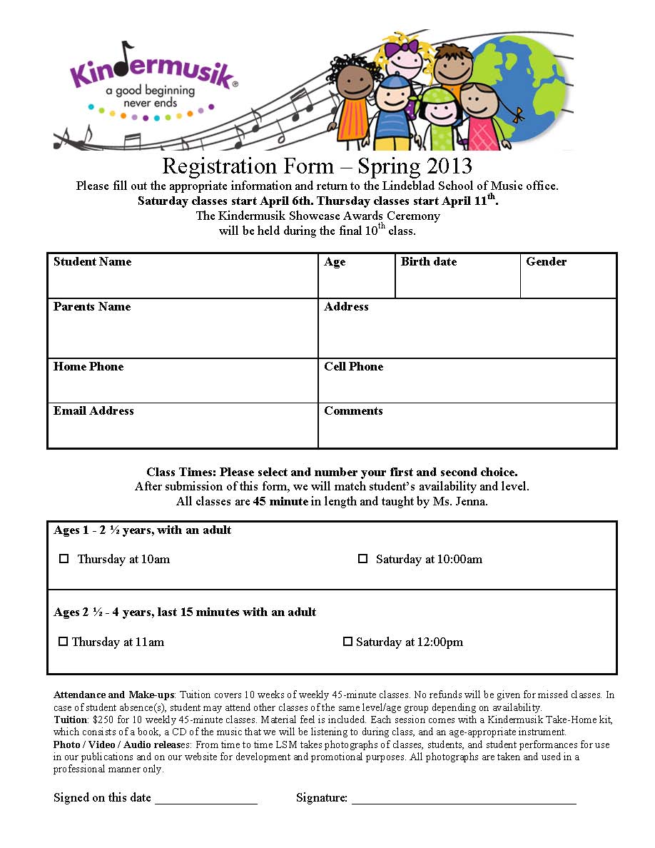 Kindermusik Registration Form